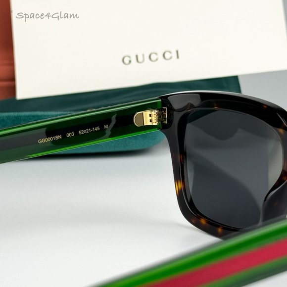 NEW GUCCI GG0001SN 003 Havana Grey Anti-Reflective Square Unisex Sunglasses - Picture 5 of 7